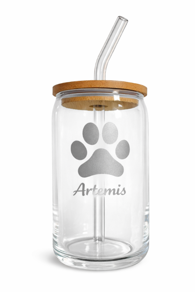 Custom Paw Print Glass – Made from Your Pet’s Photo