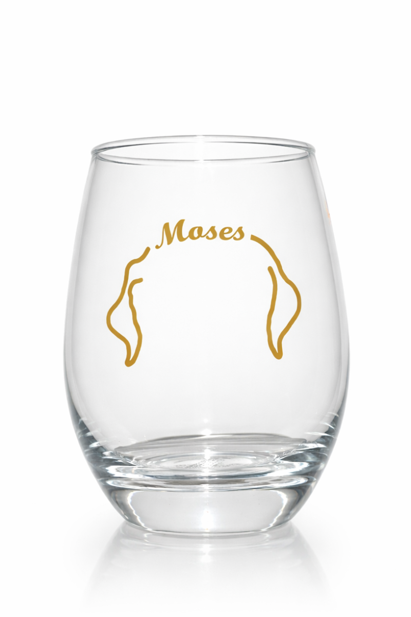 Custom Pet Ear Stemless Wine Glass – Made from Your Pet’s Photo