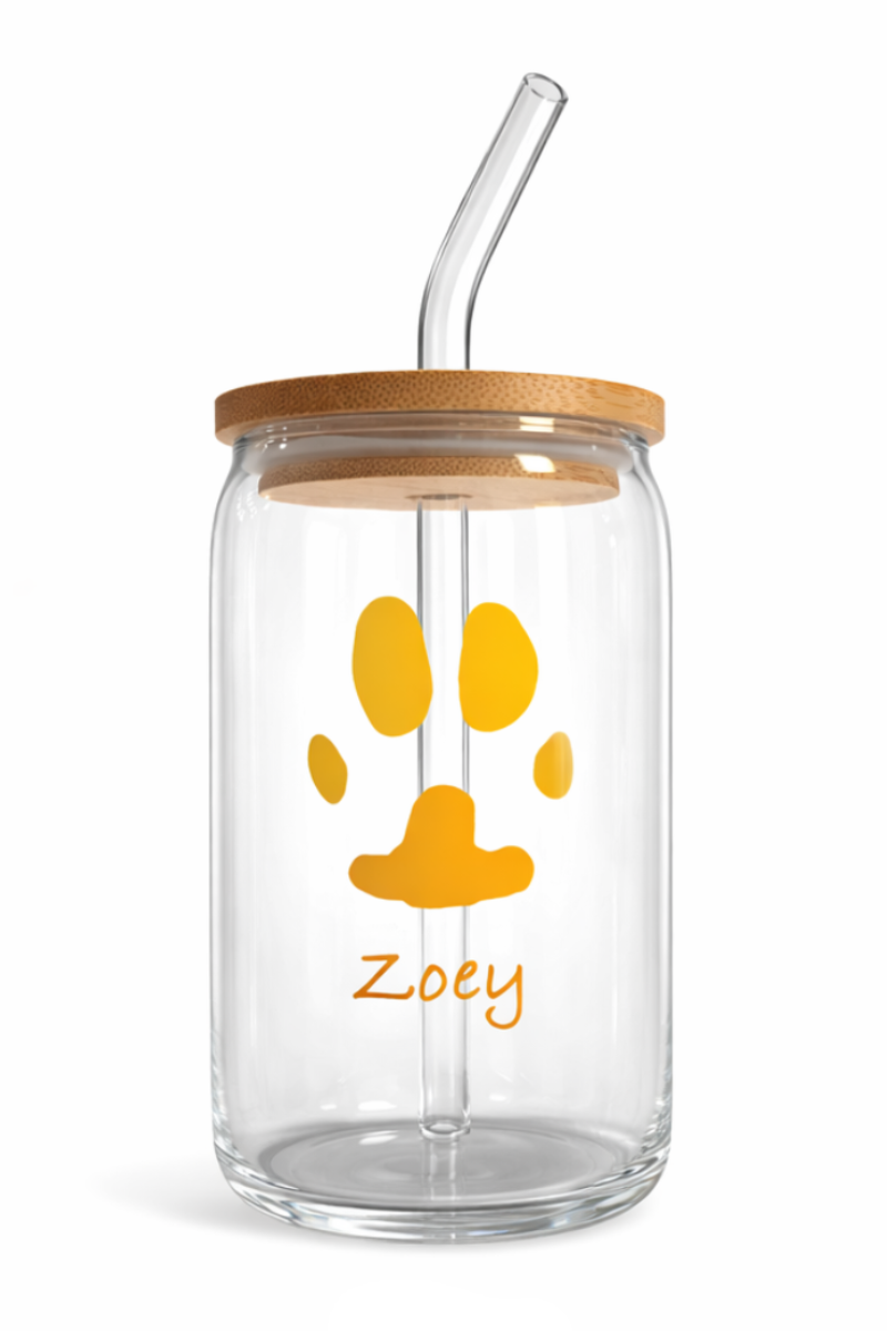 Custom Paw Print Glass – Made from Your Pet’s Photo