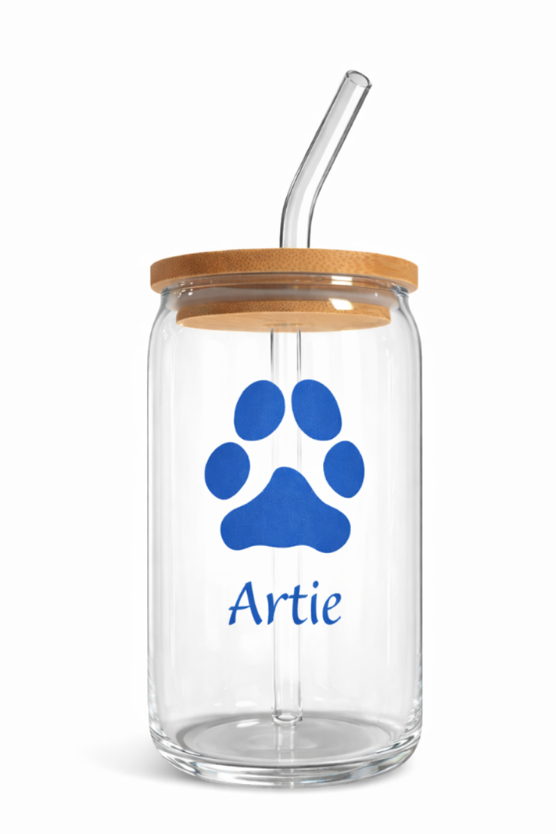 Custom Paw Print Glass – Made from Your Pet’s Photo