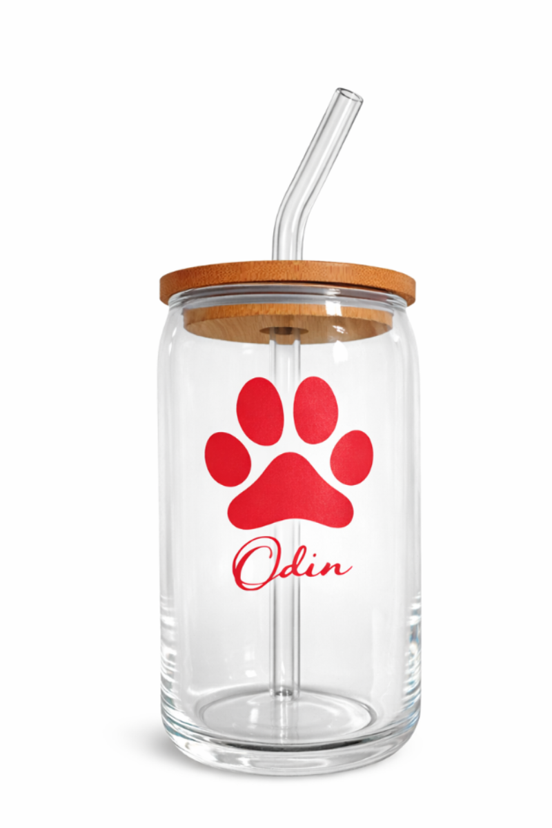 Custom Paw Print Glass – Made from Your Pet’s Photo