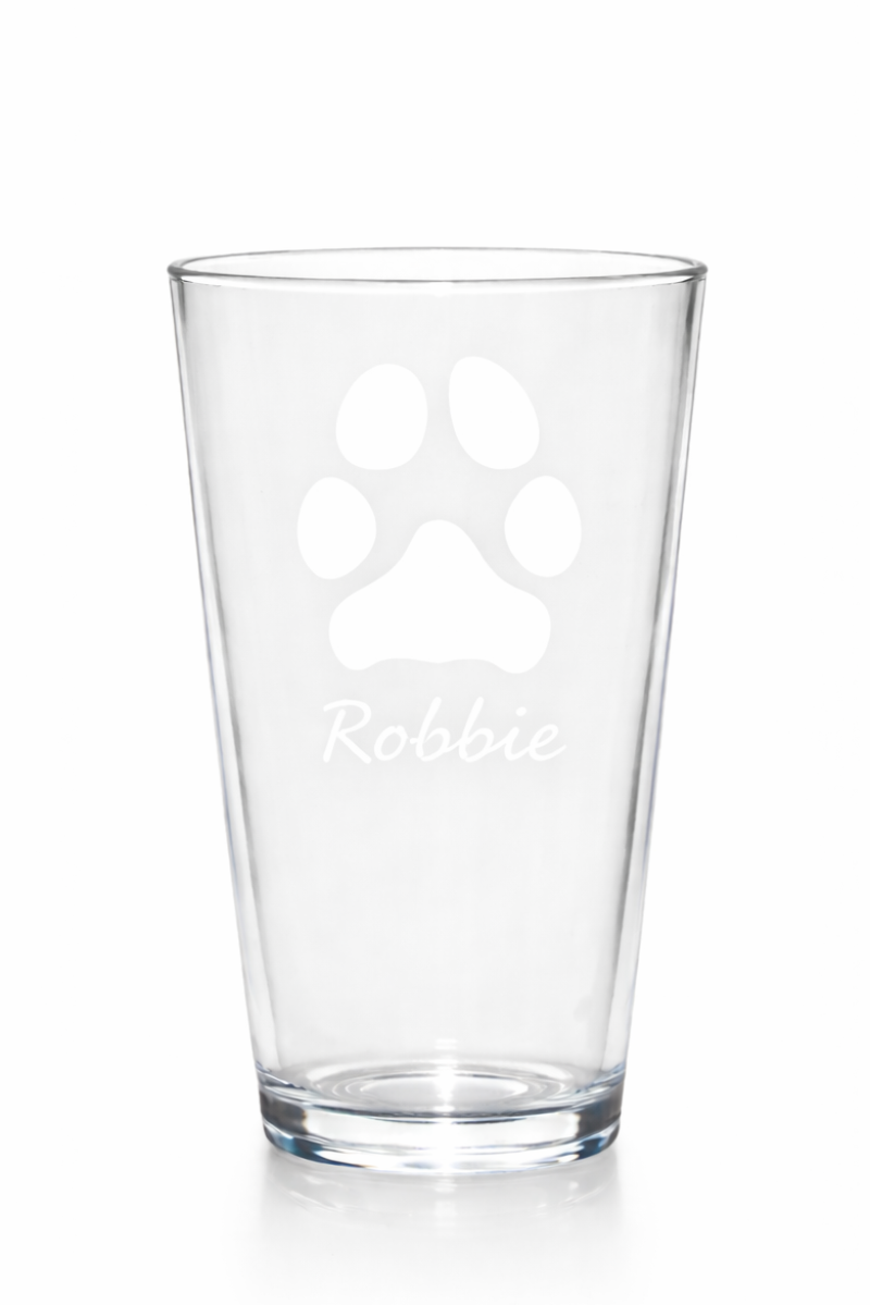 Custom Paw Print Pint Glass – Made from Your Pet’s Photo