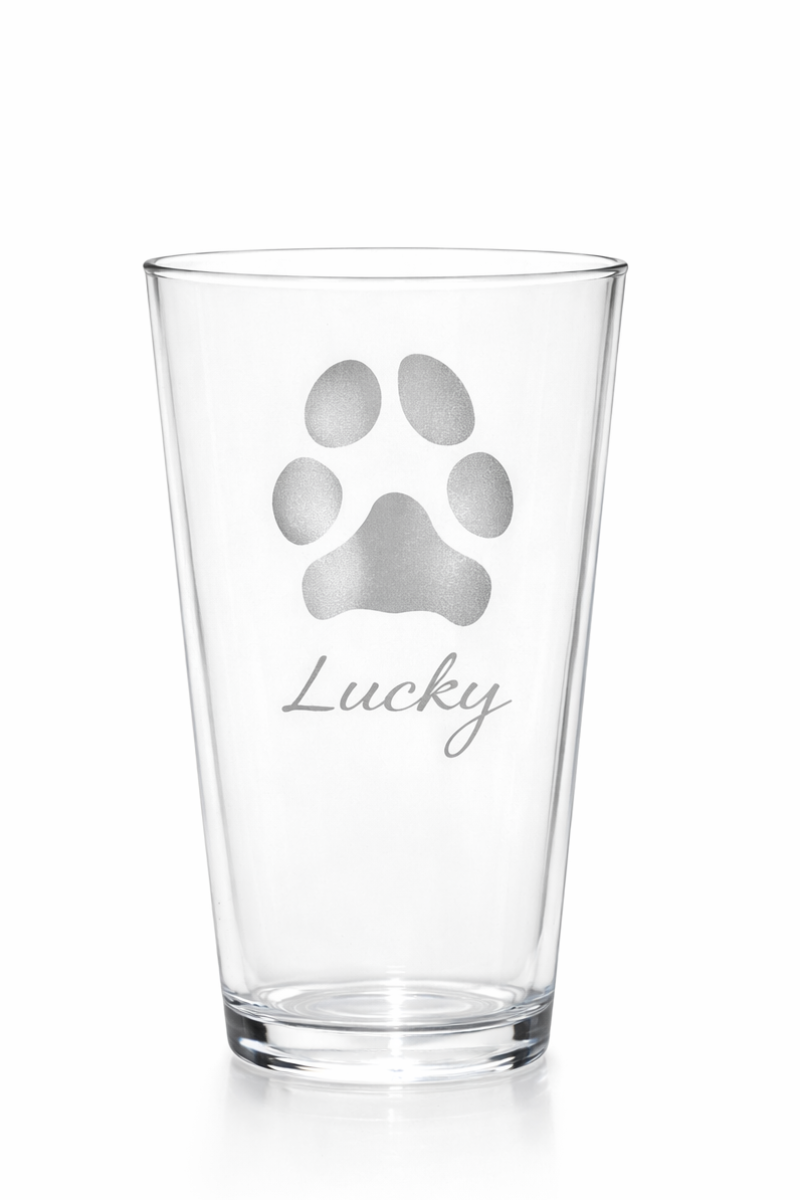 Custom Paw Print Pint Glass – Made from Your Pet’s Photo