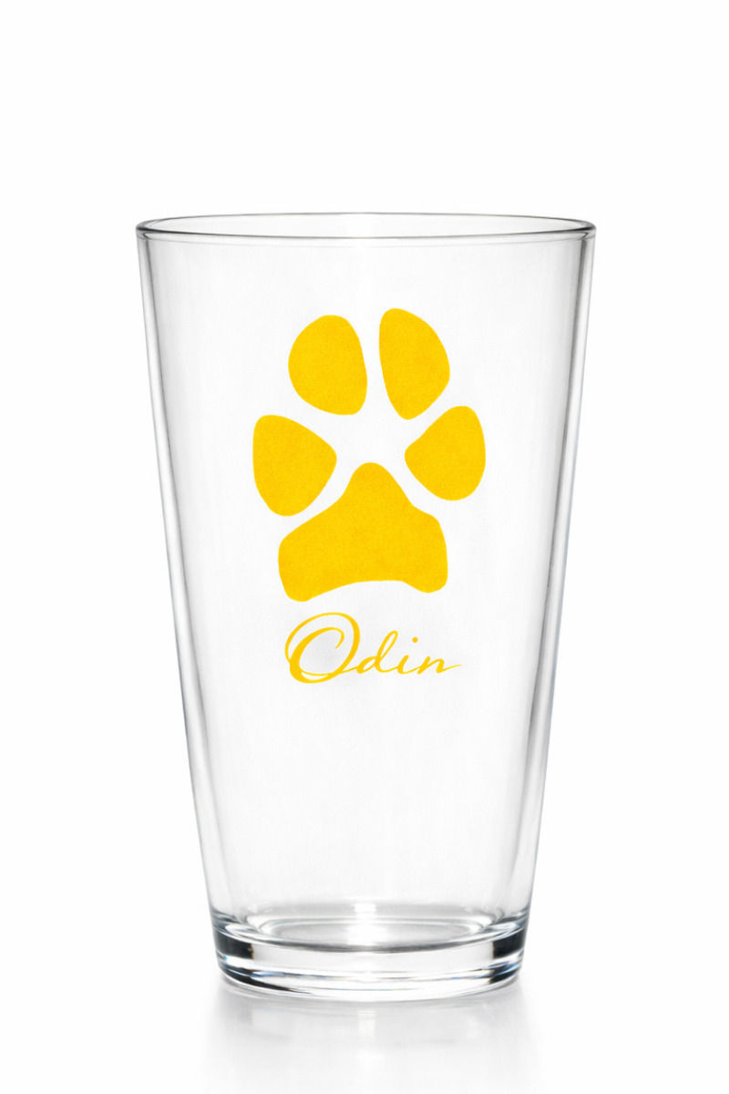 Custom Paw Print Pint Glass – Made from Your Pet’s Photo