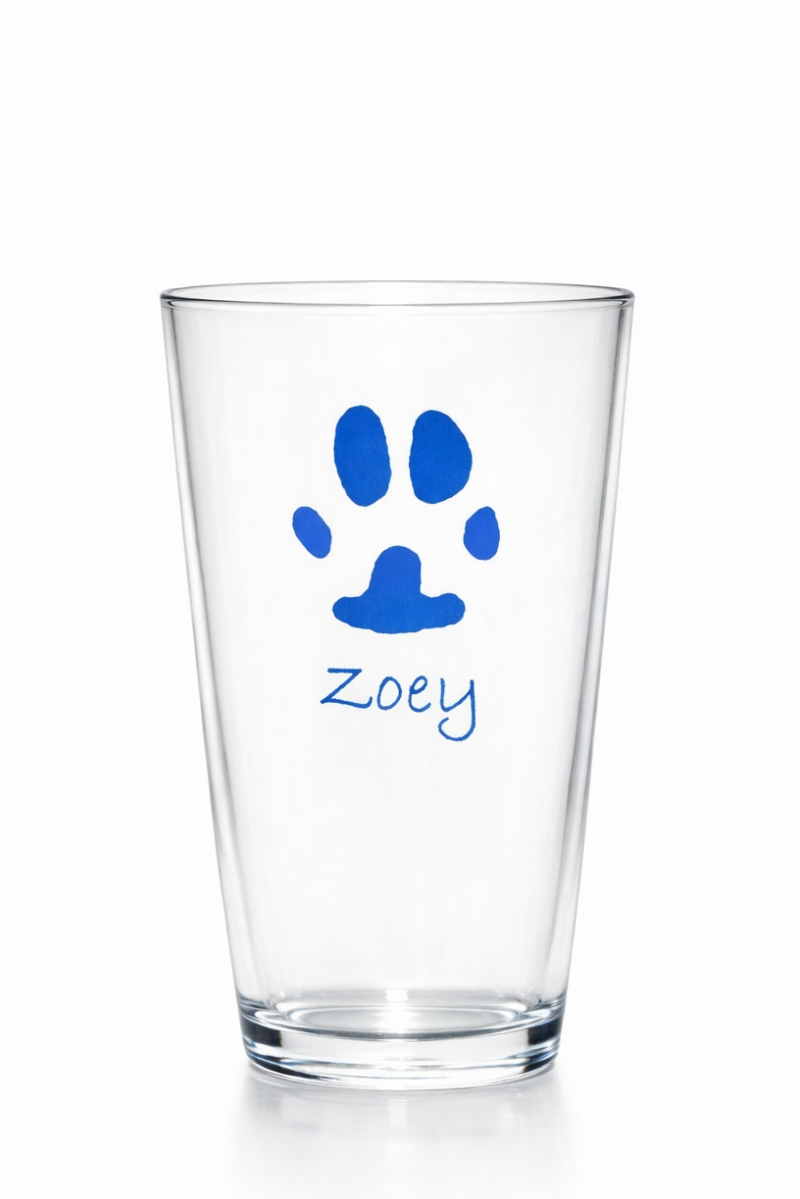 Custom Paw Print Pint Glass – Made from Your Pet’s Photo