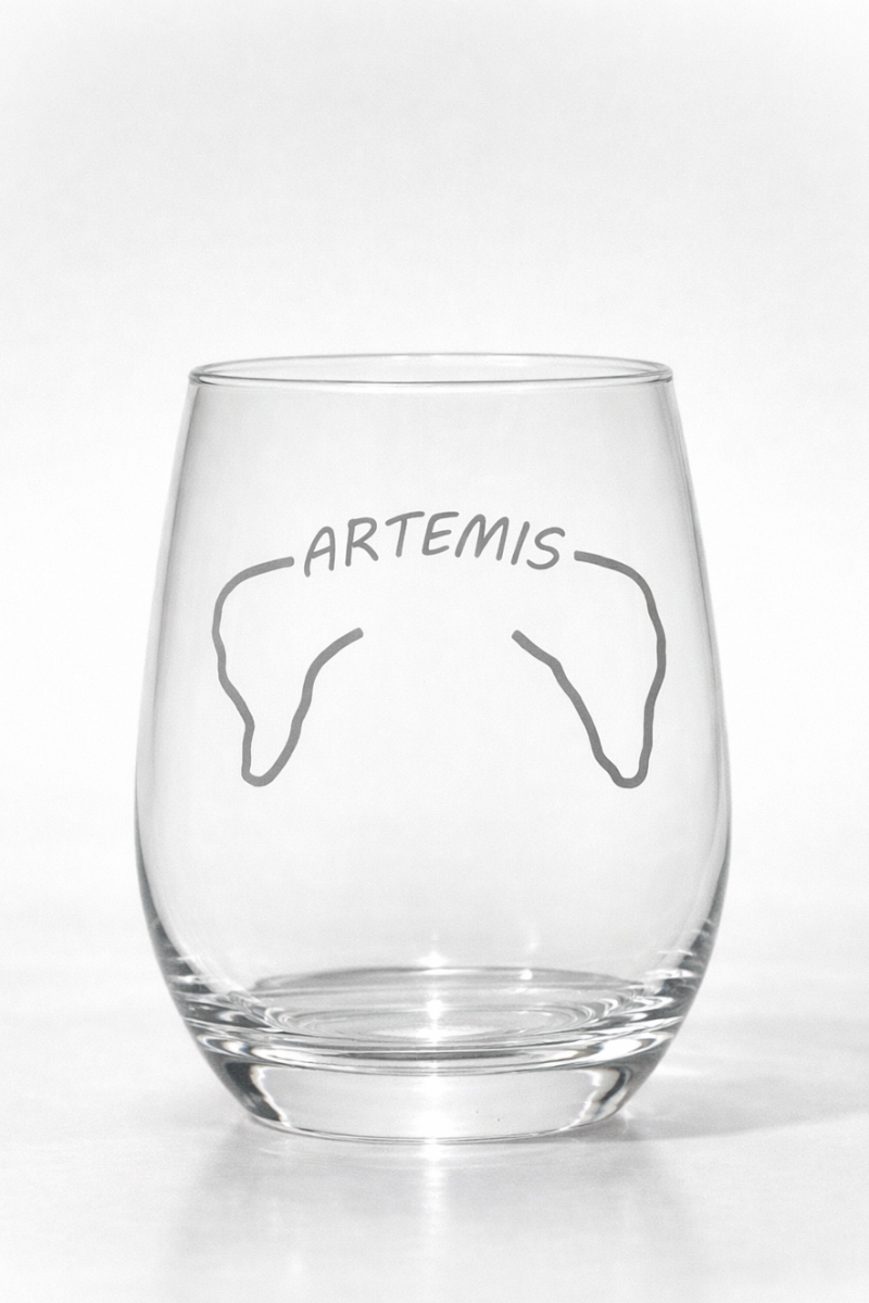 Custom Pet Ear Stemless Wine Glass – Made from Your Pet’s Photo