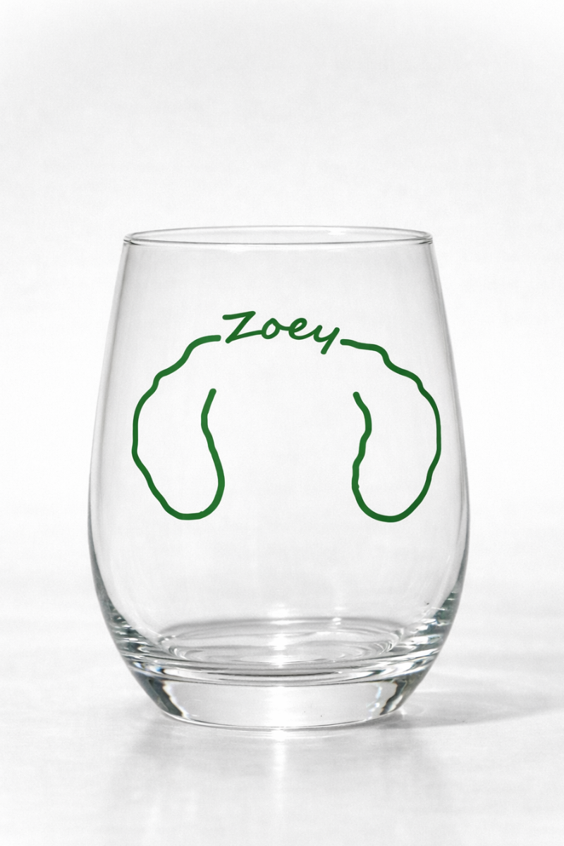 Custom Pet Ear Stemless Wine Glass – Made from Your Pet’s Photo