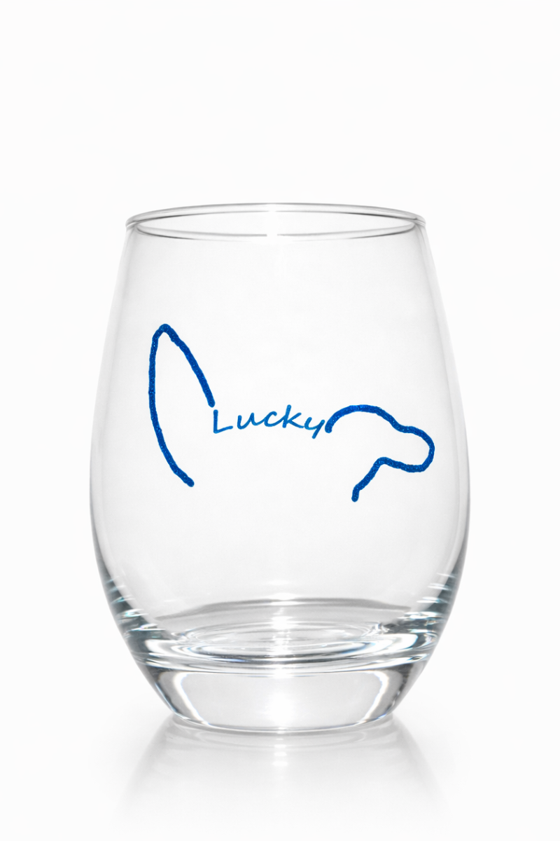 Custom Pet Ear Stemless Wine Glass – Made from Your Pet’s Photo