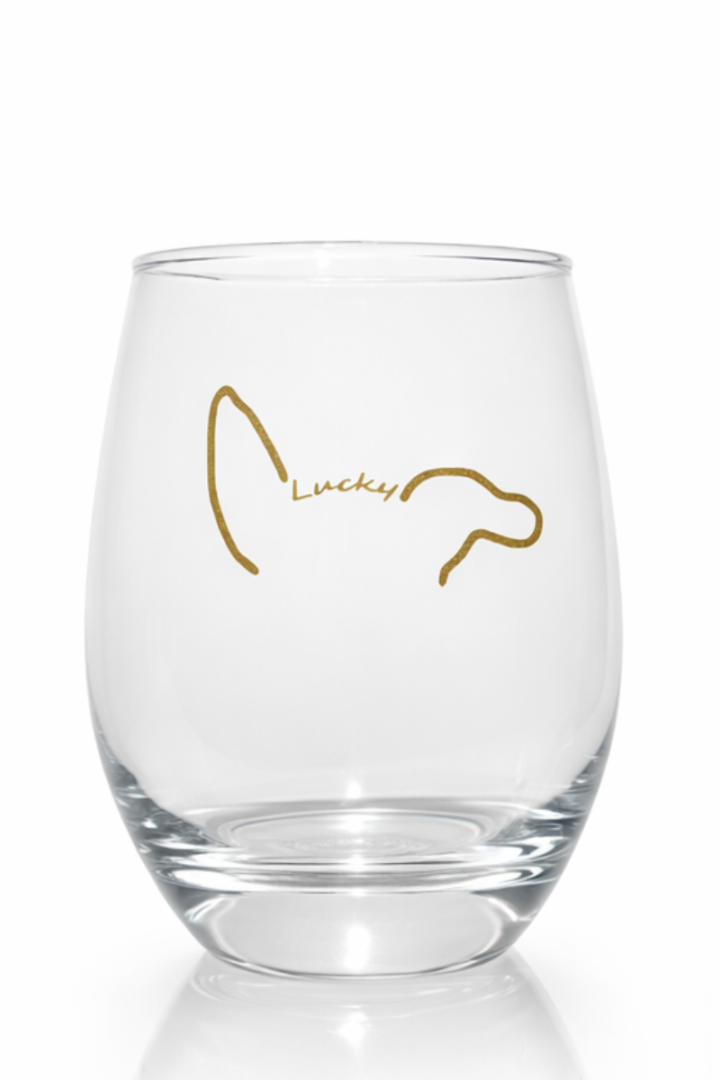Custom Pet Ear Stemless Wine Glass – Made from Your Pet’s Photo